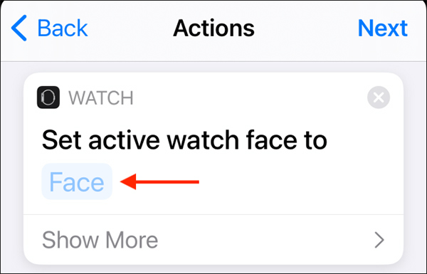 Figura 8 Cómo cambiar automáticamente la configuración del dial de Apple Watch