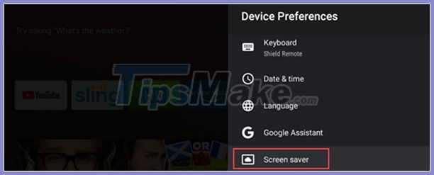 Figura 3 Cómo cambiar el protector de pantalla en Android TV