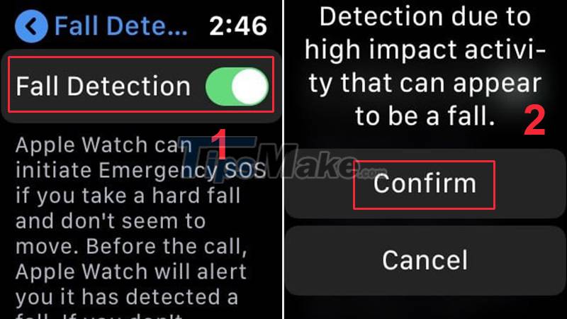 Figura 2 Pasos para usar la detección de caídas de Apple Watch
