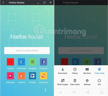 Imagen 1 de la característica única del navegador Firefox Rocket en Android