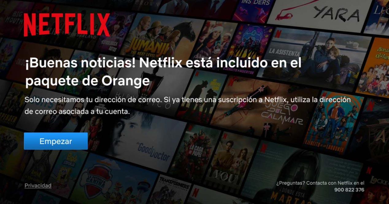 Conéctate con Netflix y Orange