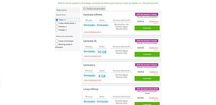 Ofertas tarifas para móviles Movistar