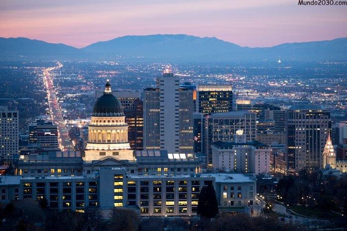 Vista de Salt Lake City al amanecer