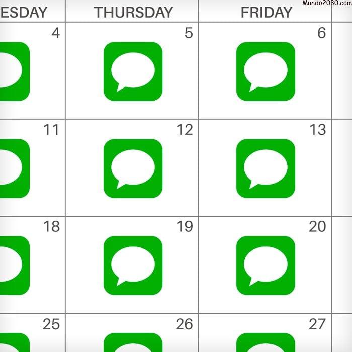 Icono de la aplicación de mensajes en días calendario