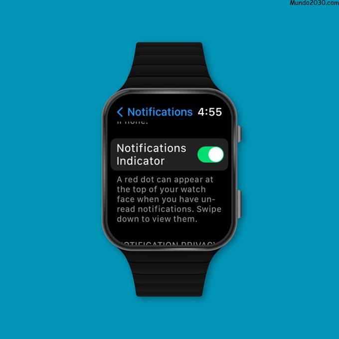 Pantalla de notificaciones en un Apple Watch