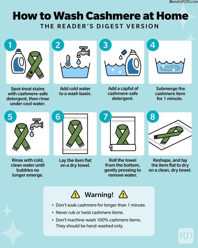 Infografía sobre cómo lavar la cachemira en casa