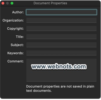 Agregar propiedades de documento para un archivo TextEdit