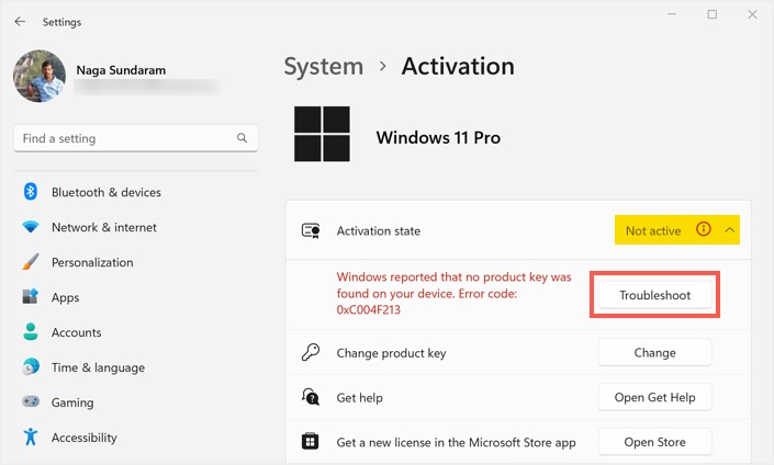 Windows 11 no está activado y falta la clave del producto