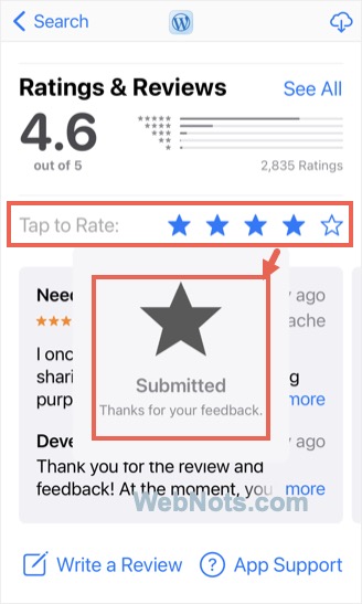 Establecer una nueva calificación para la aplicación en la App Store de iPhone