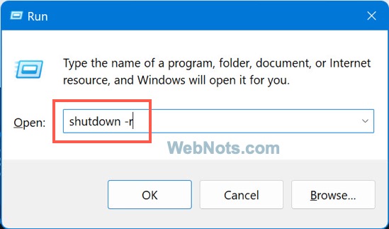 Use Ejecutar para reiniciar Windows 11