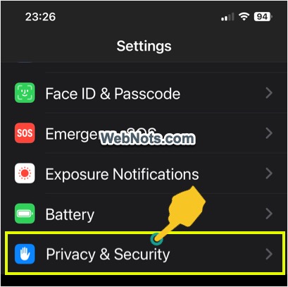 Privacy and Security Setting