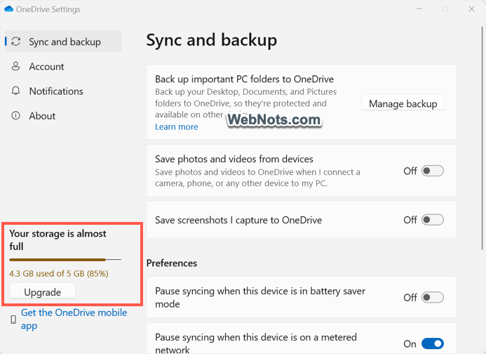Check OneDrive Storage